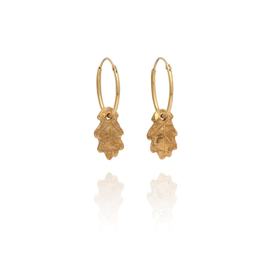 Gold Baby Oak Leaf Earrings