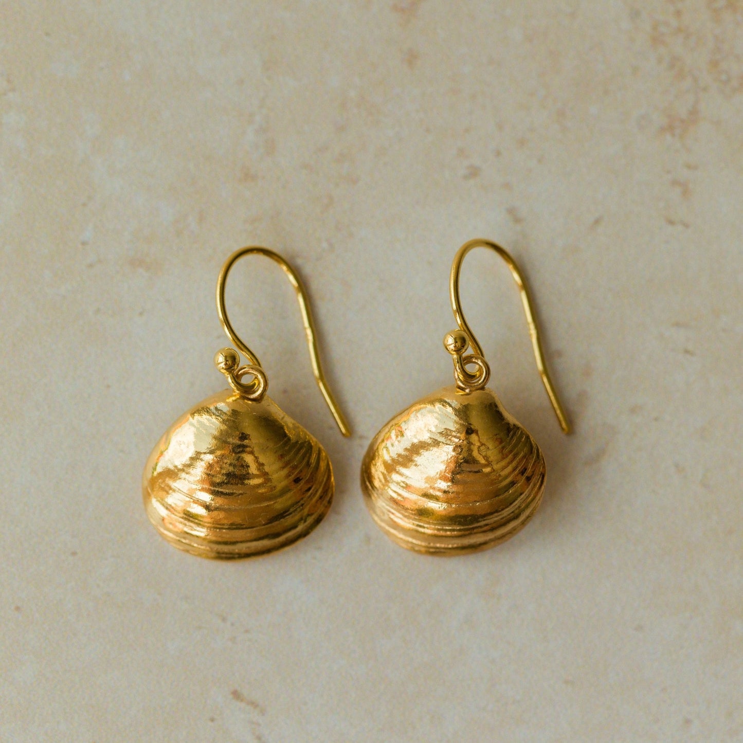 Gold Venus Clam Shell Earrings