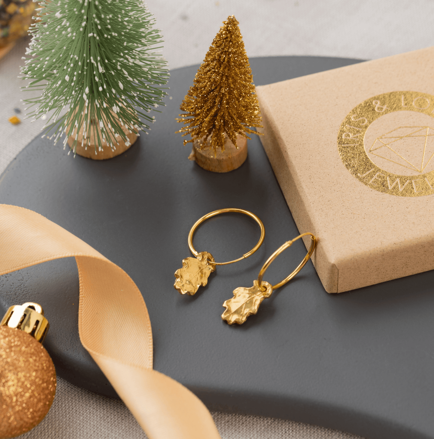 Gold Baby Oak Leaf Earrings