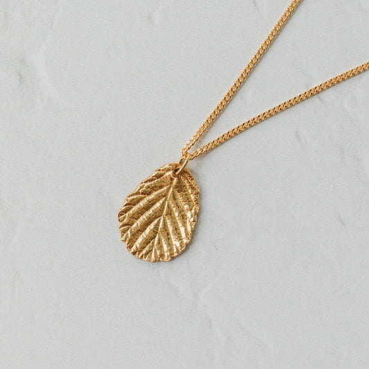 Gold Blackberry Leaf Necklace