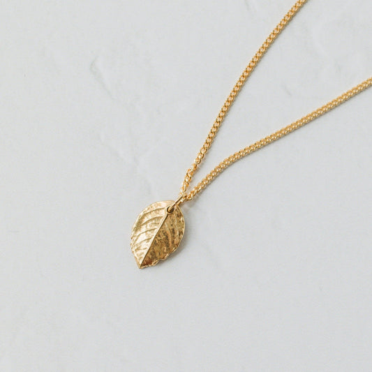 Gold Baby Rose Leaf Necklace