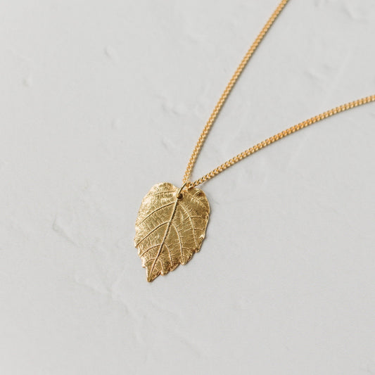 Gold Hazel Leaf Necklace
