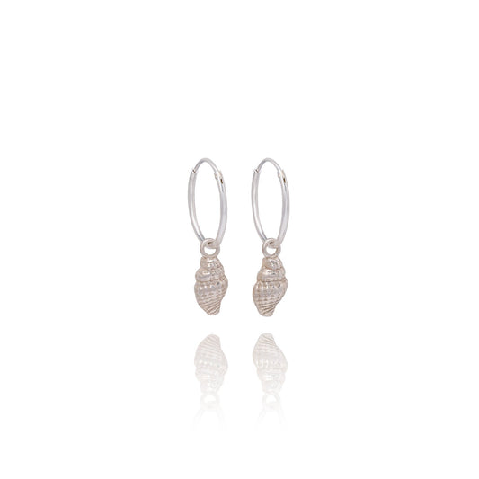 Silver Baby Whelk Shell Earrings & Necklace Set
