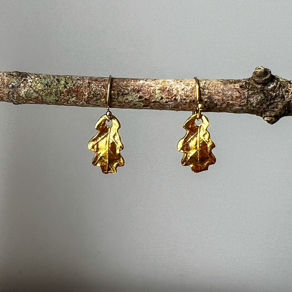 Gold Baby Oak Leaf Earrings