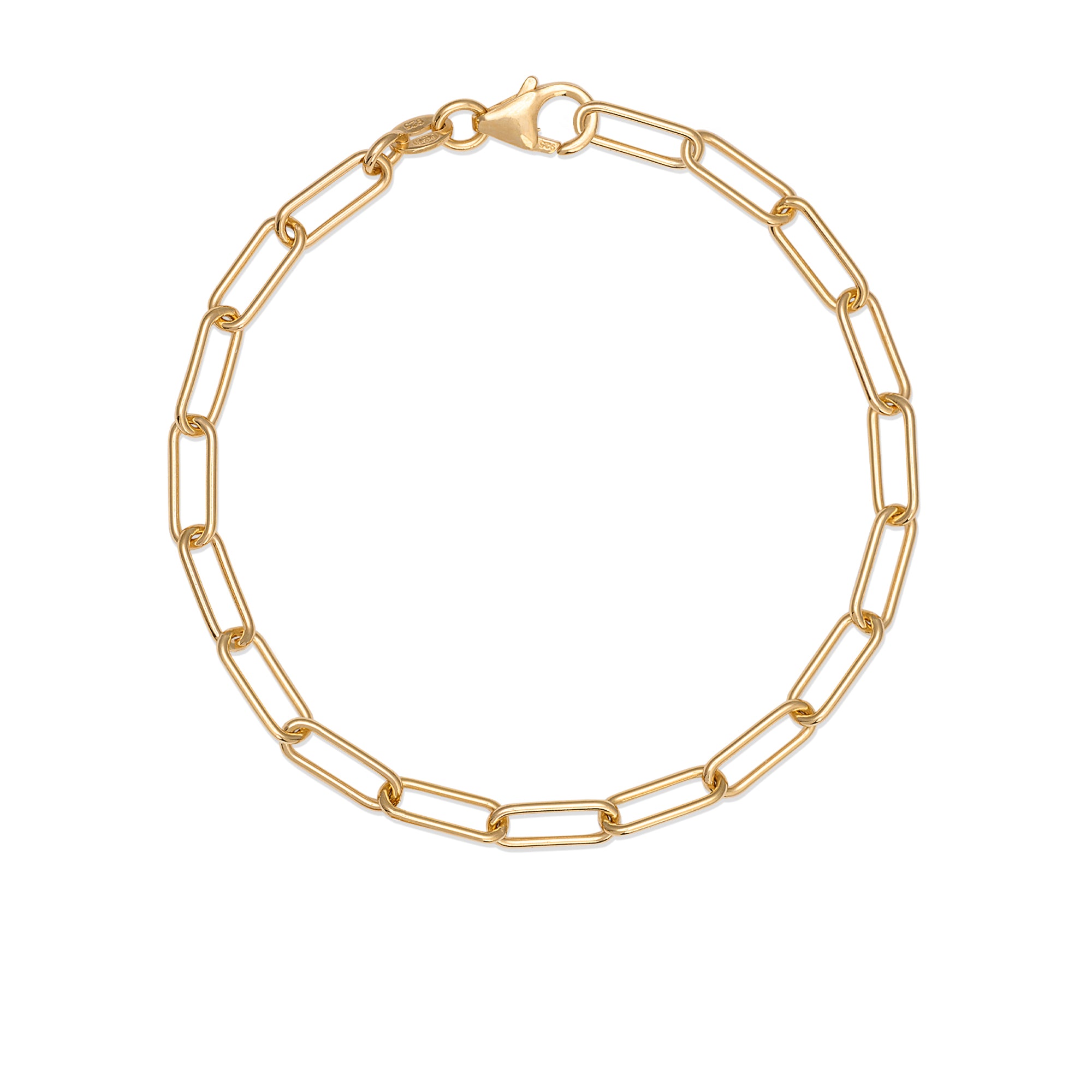 18ct gold vermeil chunky paperclip chain bracelet with lobster clasp on white background by Iris & Lolli