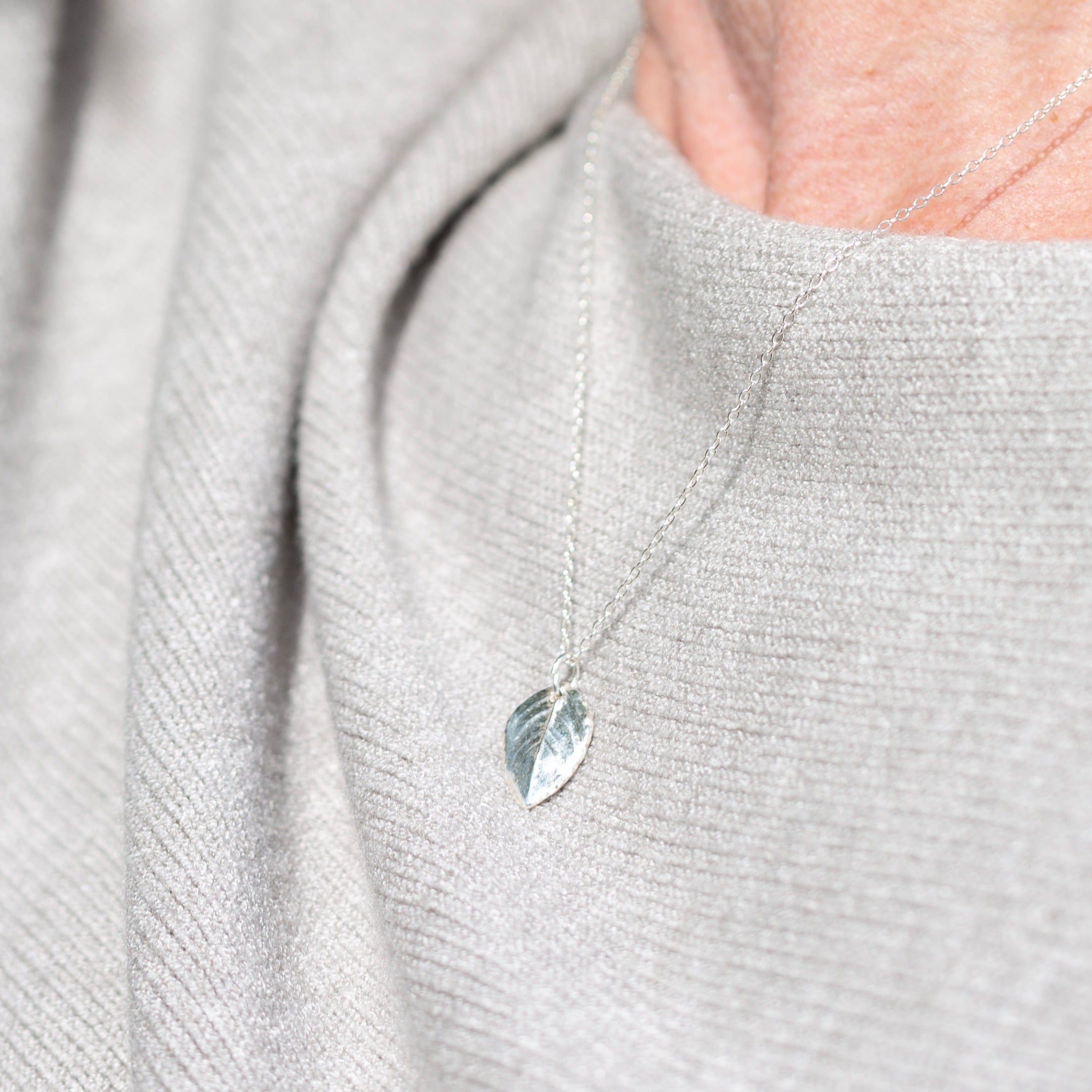 Handmade silver baby rose leaf necklace - Iris & Lolli