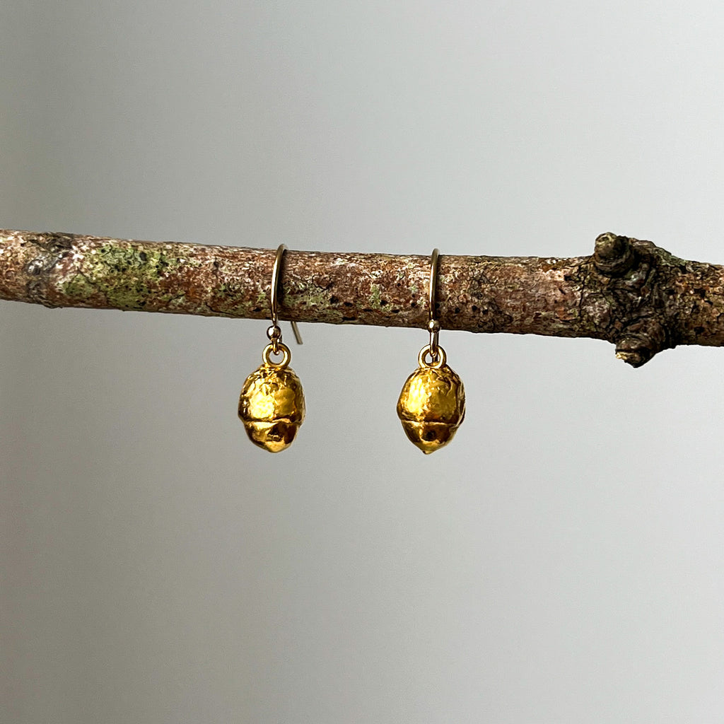 Gold Baby Acorn Earrings