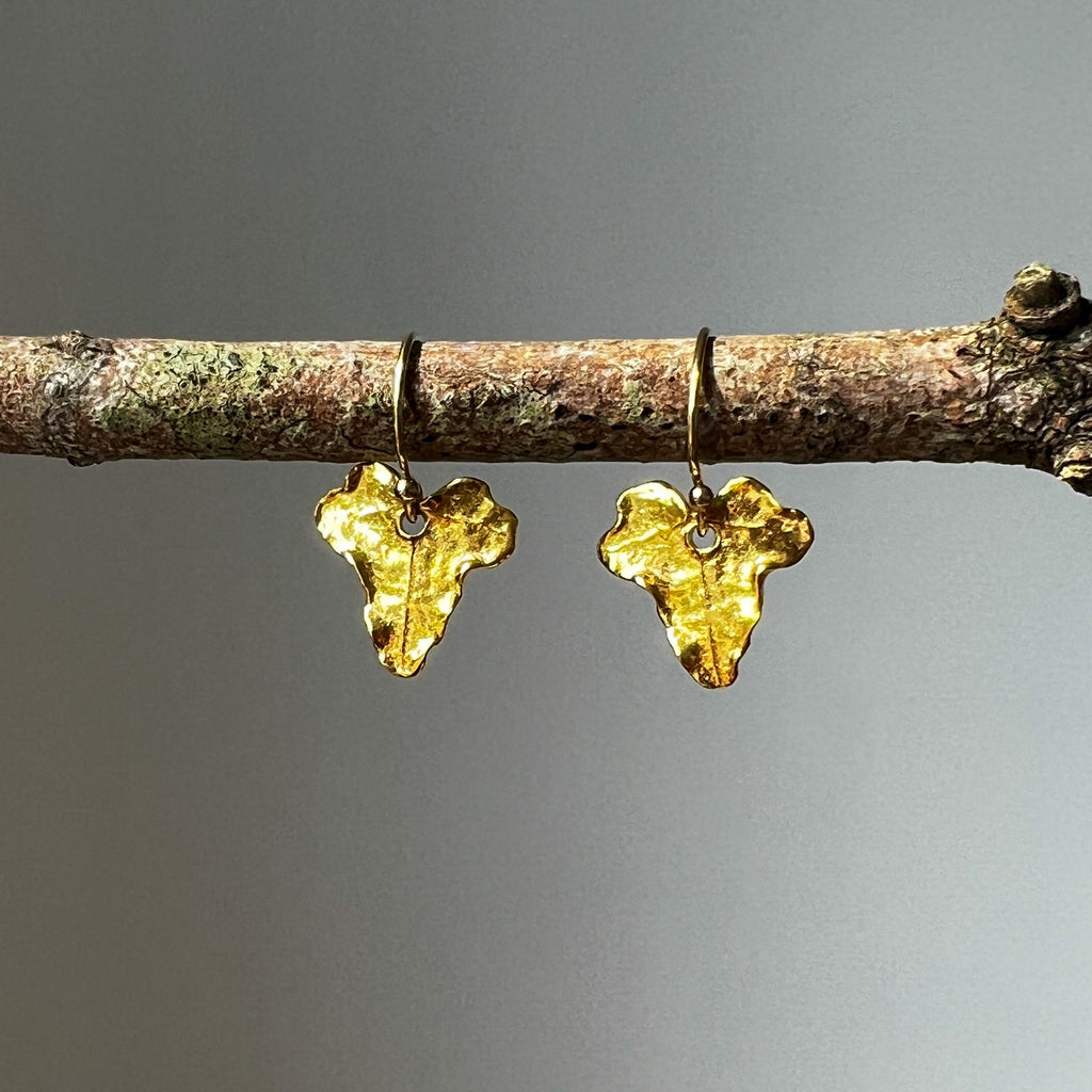 Gold Ivy Leaf Earrings