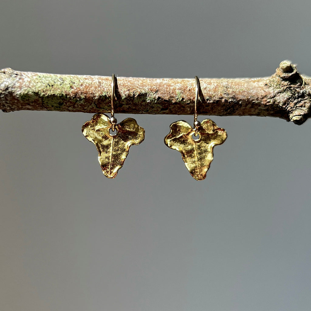 Gold Ivy Leaf Earrings