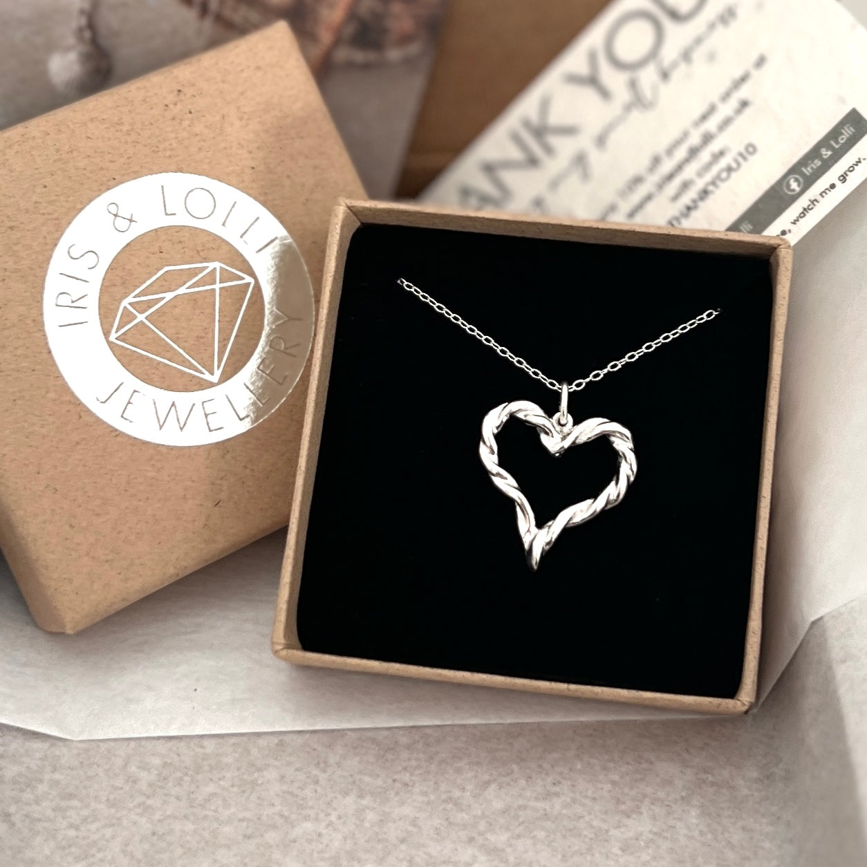 Twisted Silver Heart Necklace