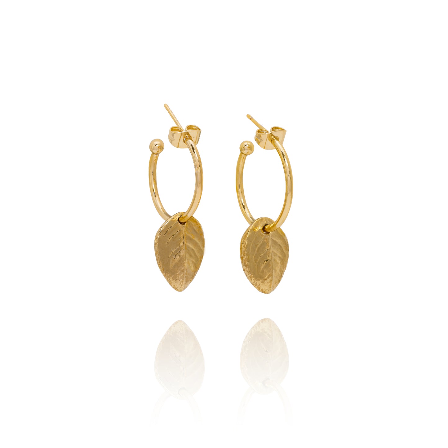 Gold Baby Rose Leaf Earrings