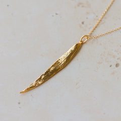 Gold Willow Leaf Necklace handcrafted jewellery detail (2)