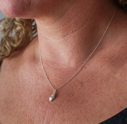 Silver Baby Whelk Shell Earrings & Necklace Set