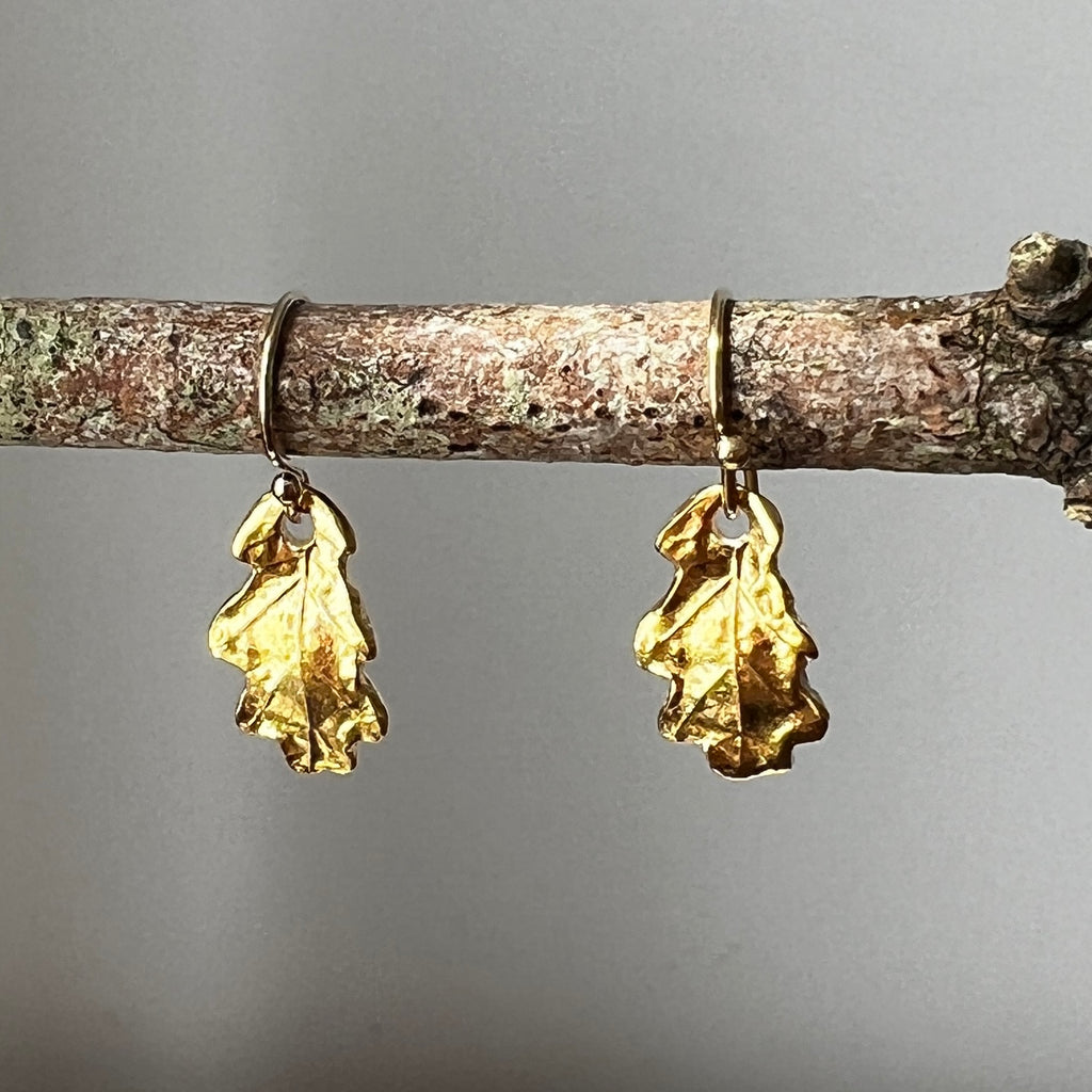 Gold Baby Oak Leaf Earrings