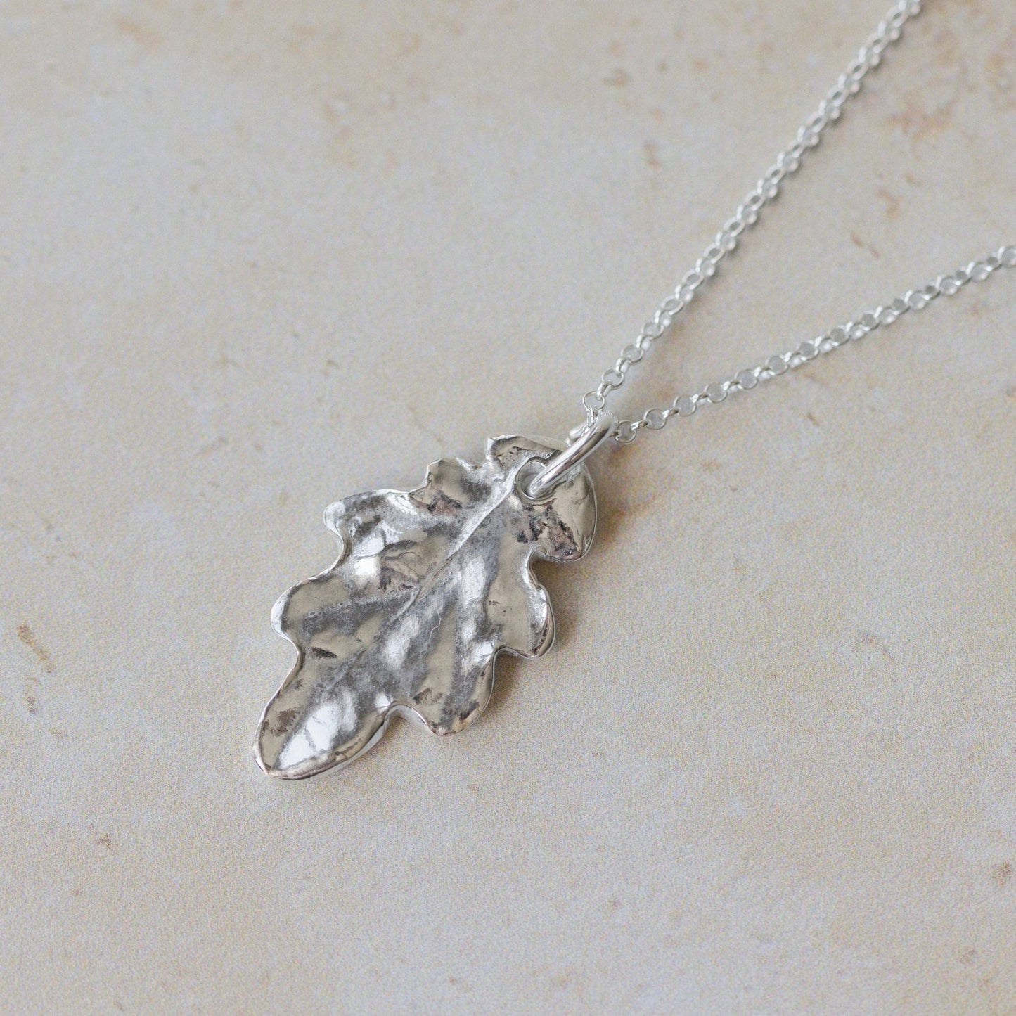 Midi Silver Oak Leaf Necklace