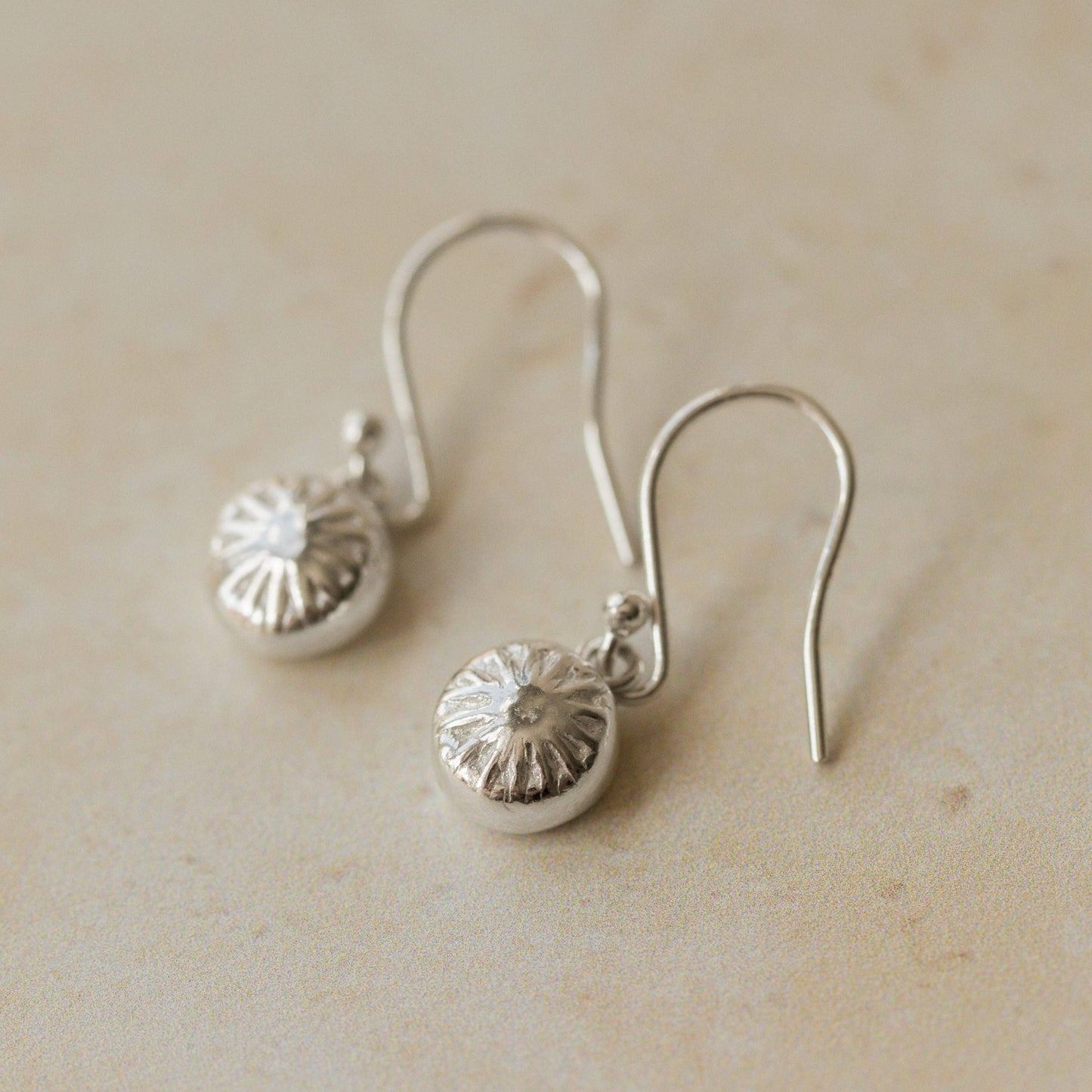 Silver Corn Poppy Crown Earrings