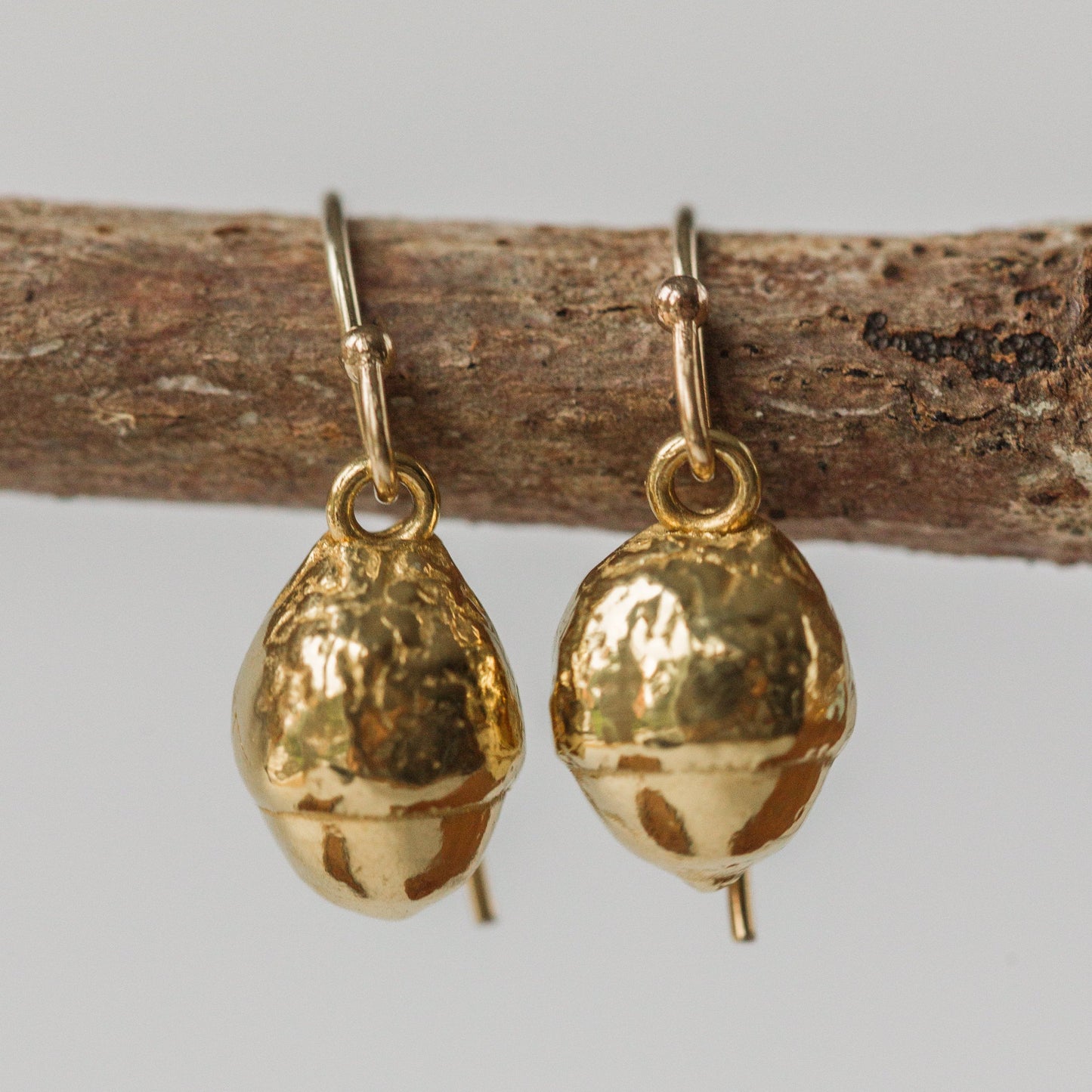 Gold Baby Acorn Earrings & Necklace Set