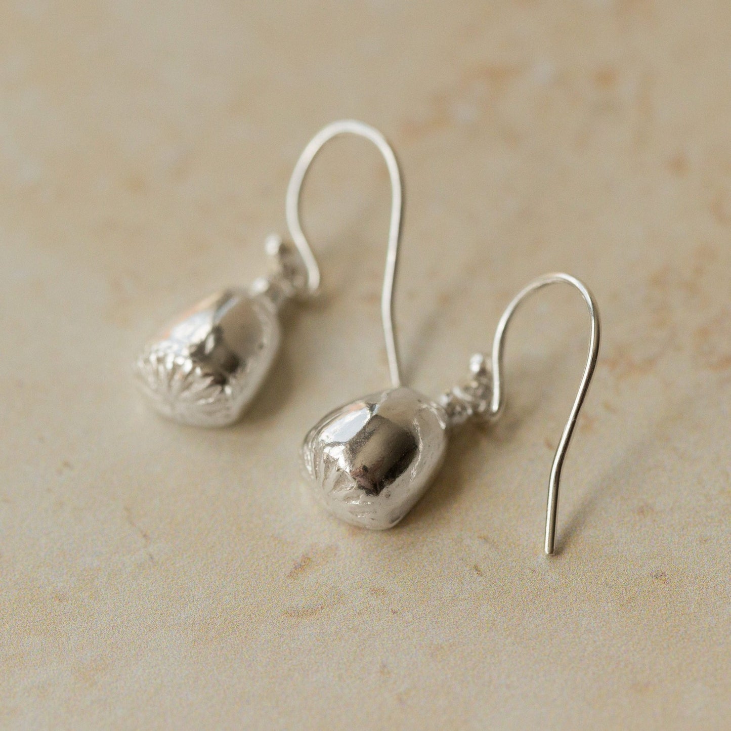 Silver Corn Poppy Earrings