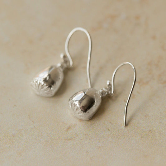 Silver Corn Poppy Earrings