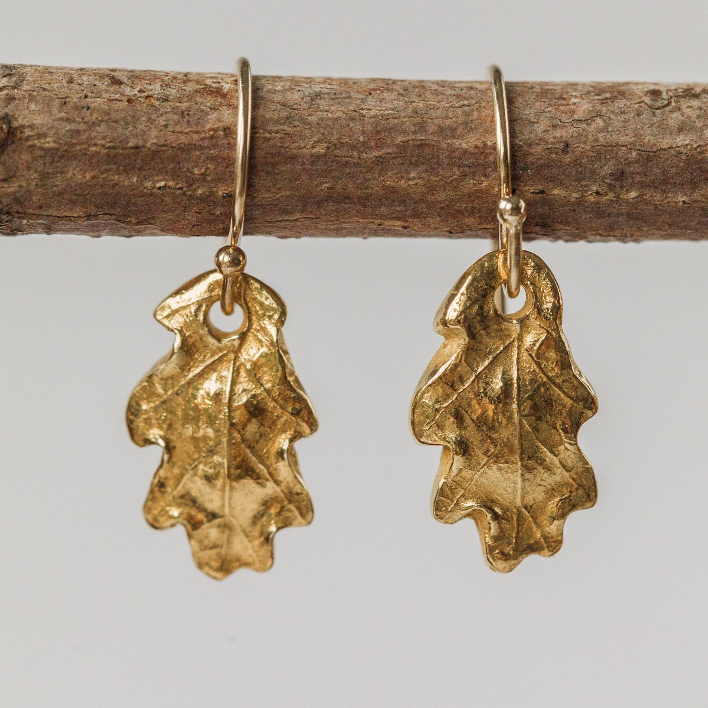 Gold Baby Oak Earrings & Necklace Set