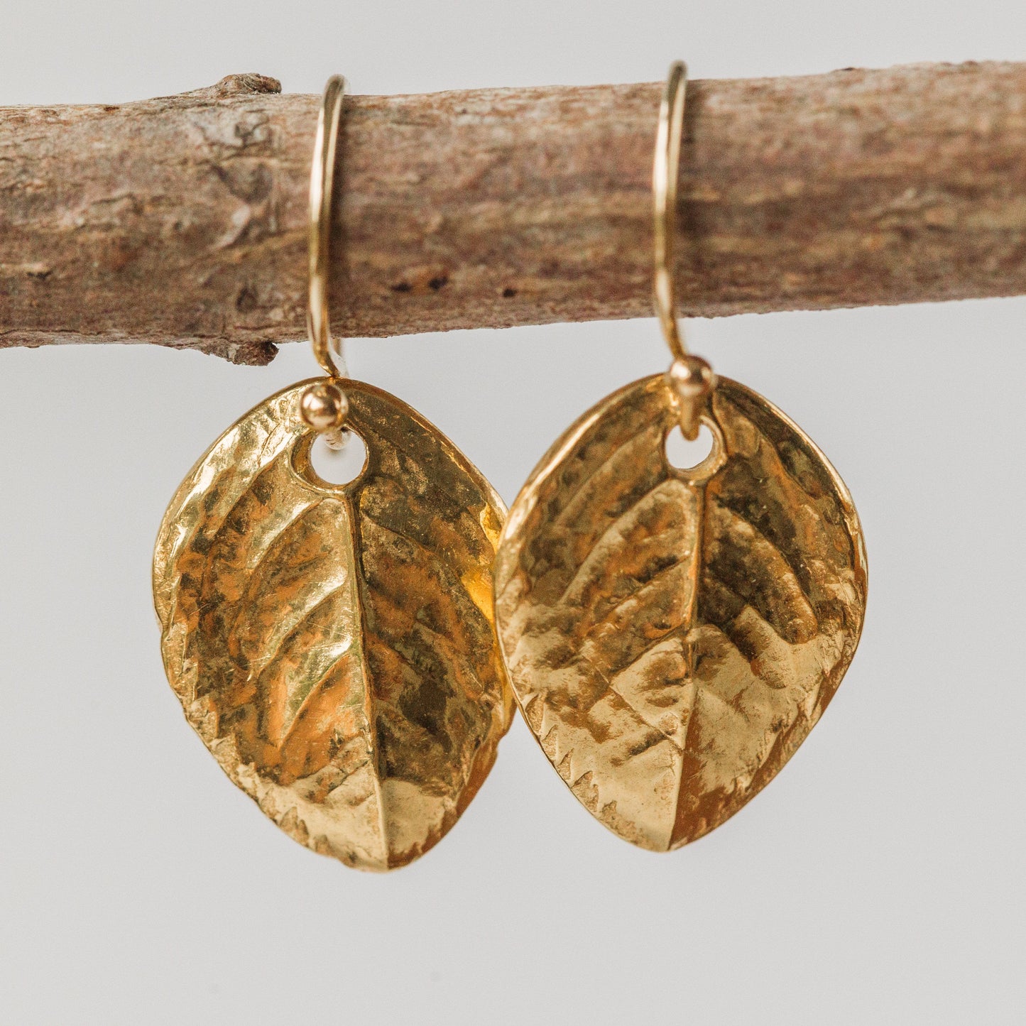 Gold Baby Rose Leaf Earrings