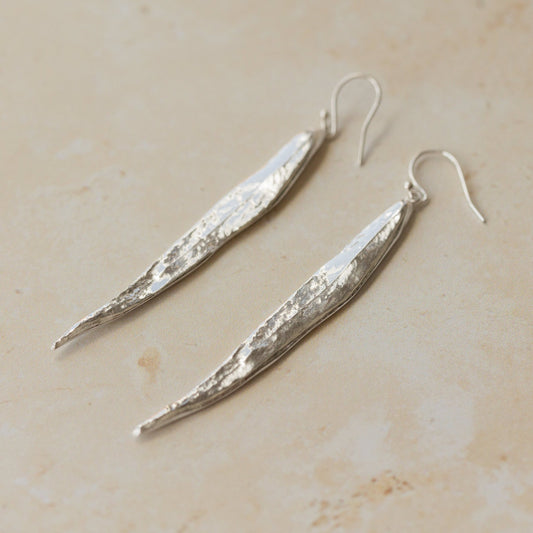 Silver Willow Leaf Earrings