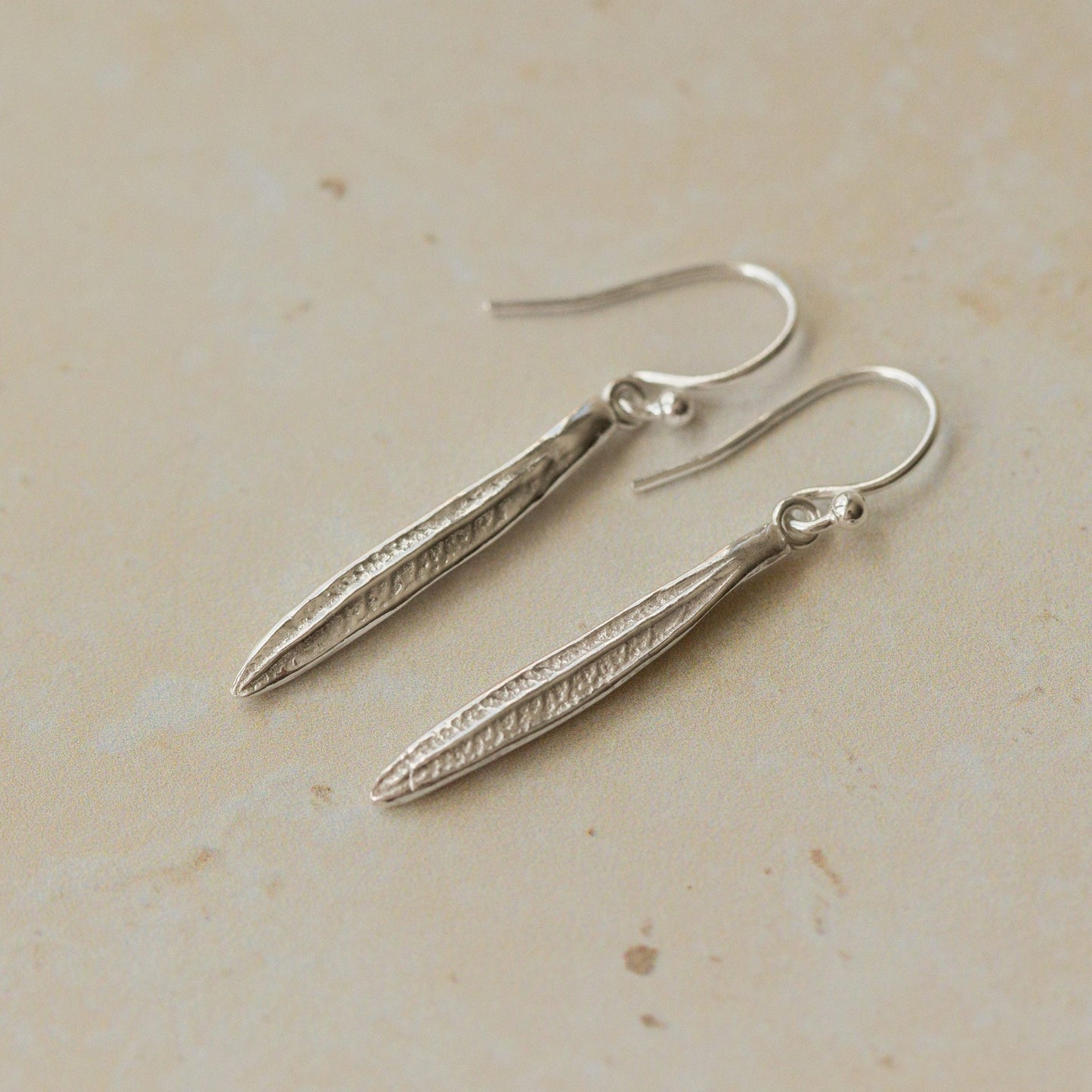 Silver Rosemary Leaf Earrings