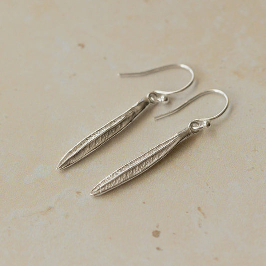 Silver Rosemary Leaf Earrings