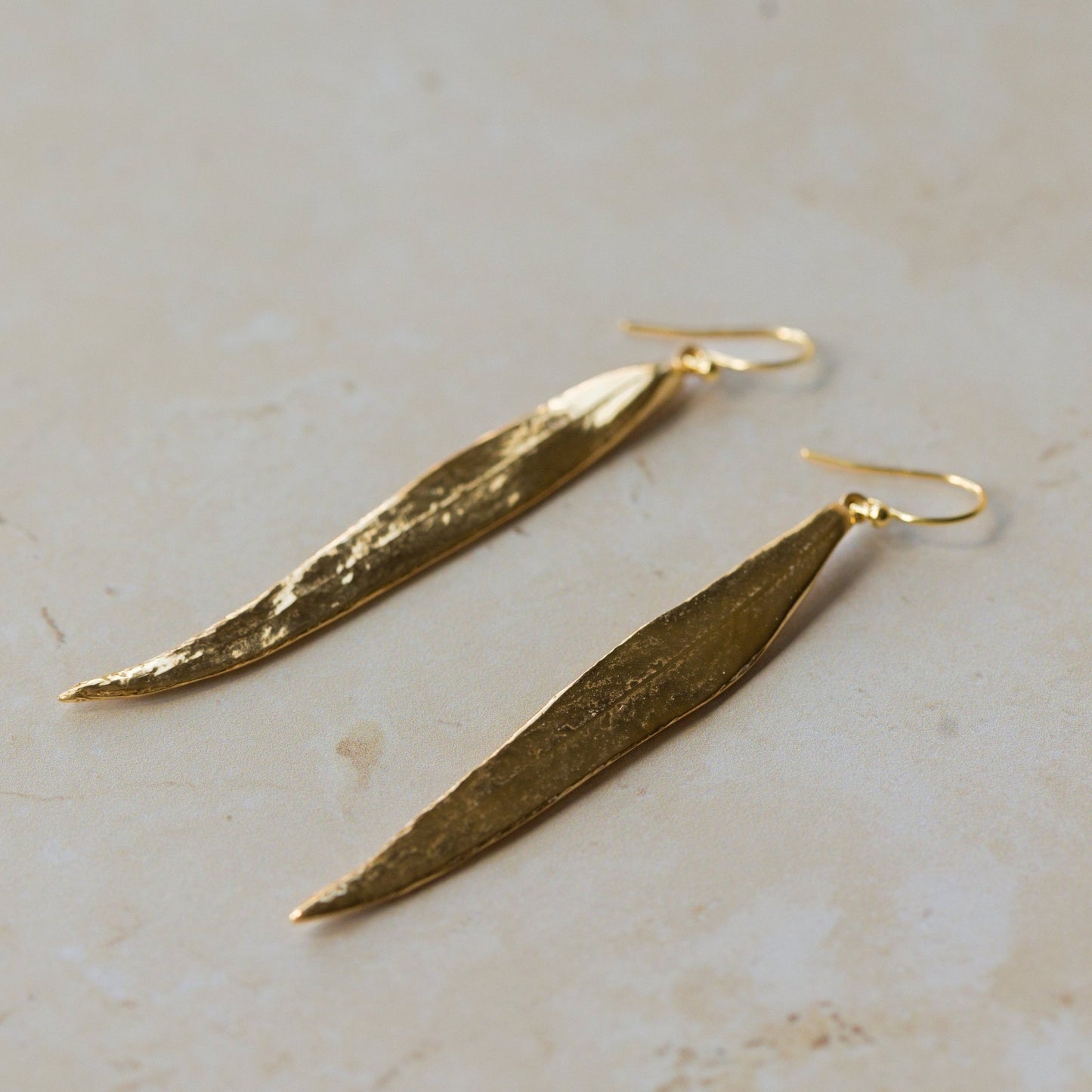 Gold Willow Leaf Earrings