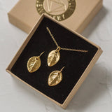 Gold Baby Rose Leaf Earrings