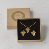Gold Dainty Ivy Leaf Earrings & Necklace Set
