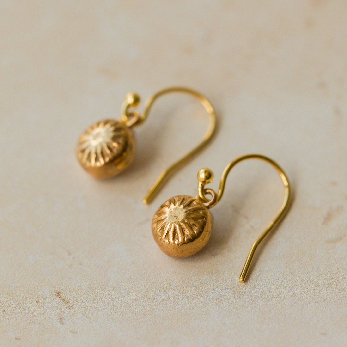 Gold Corn Poppy Crown Earrings