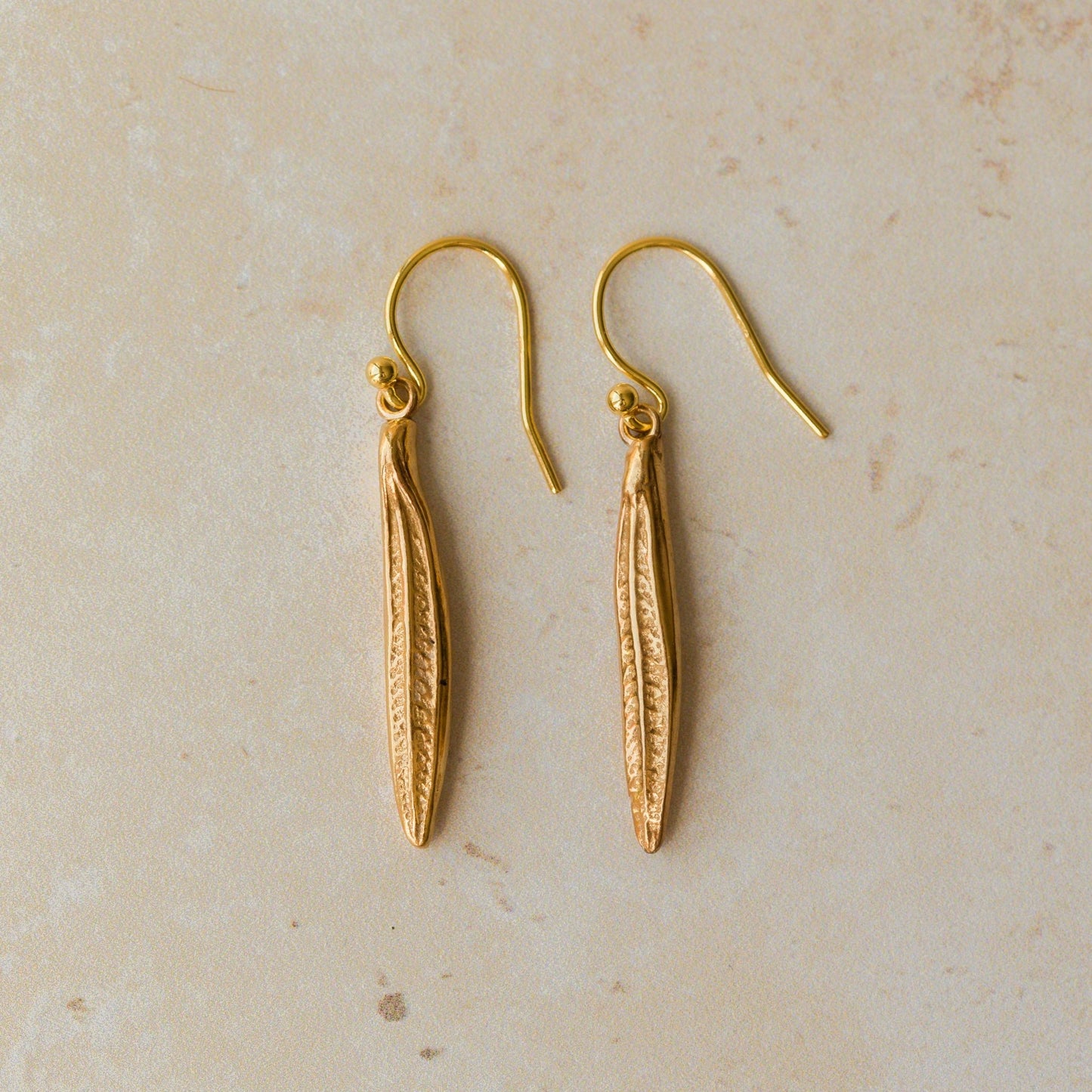 Gold Rosemary Leaf Earrings