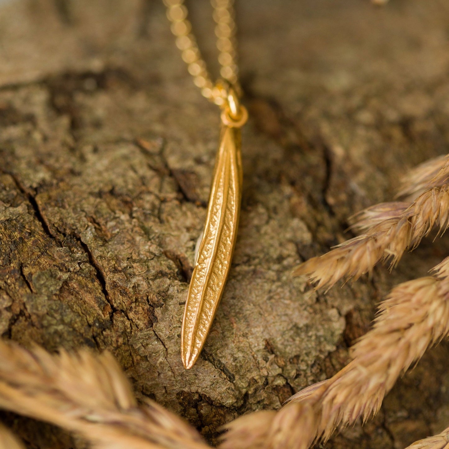 Gold Rosemary Leaf Necklace