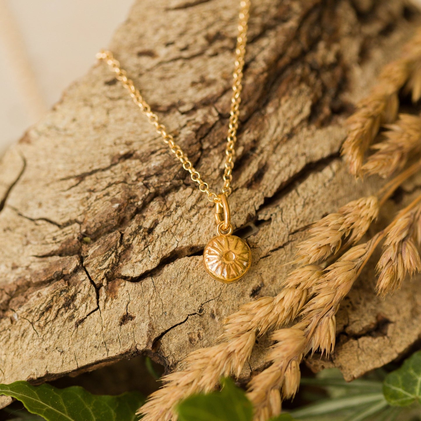 Gold Corn Poppy Crown Necklace