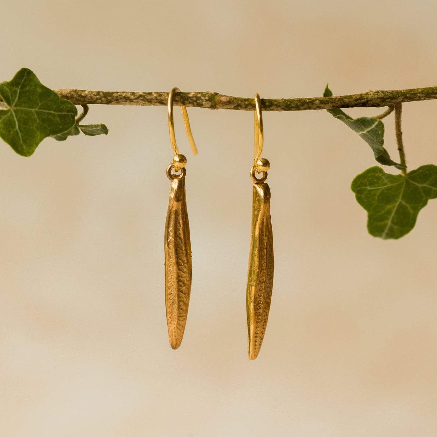 Gold Rosemary Leaf Earrings