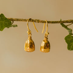 Model wearing Gold Corn Poppy Earrings (2)