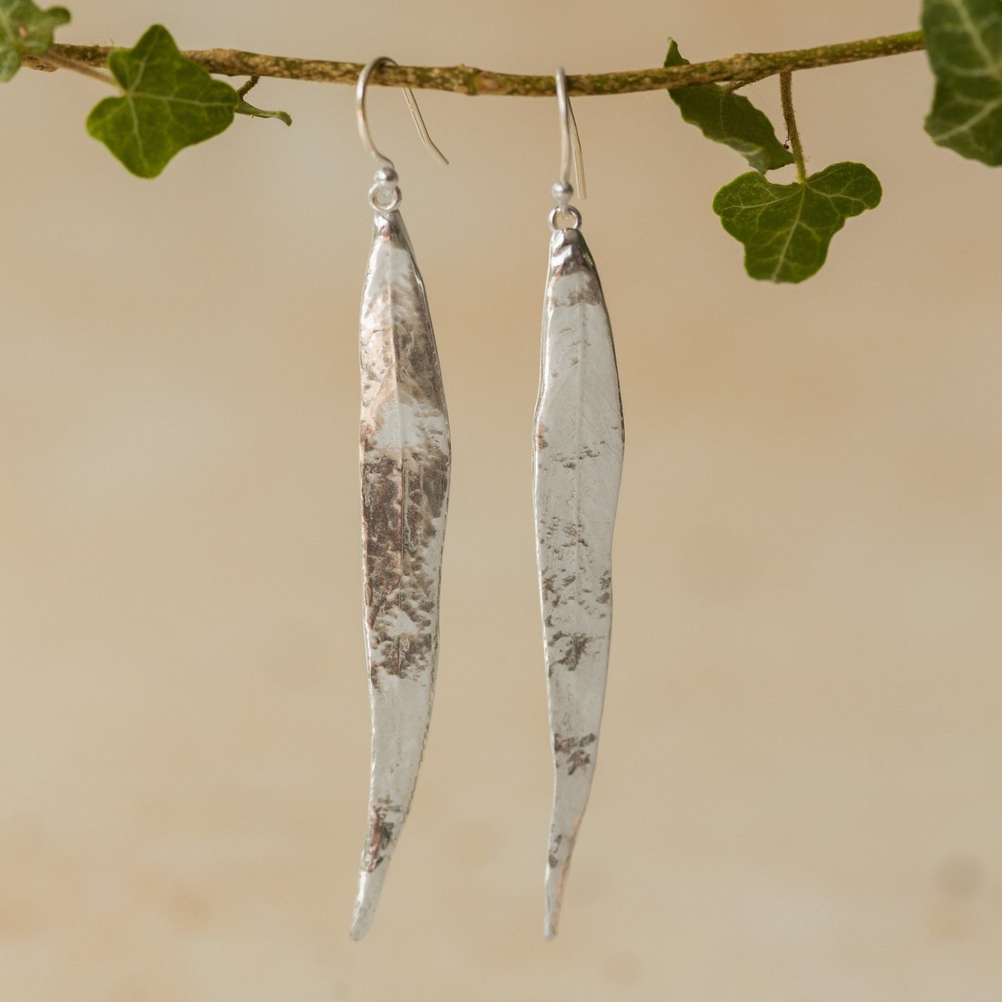Silver Willow Leaf Earrings