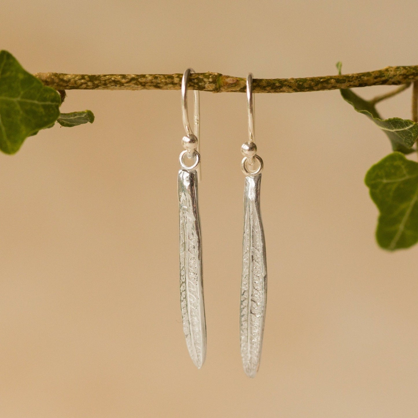 Silver Rosemary Leaf Earrings