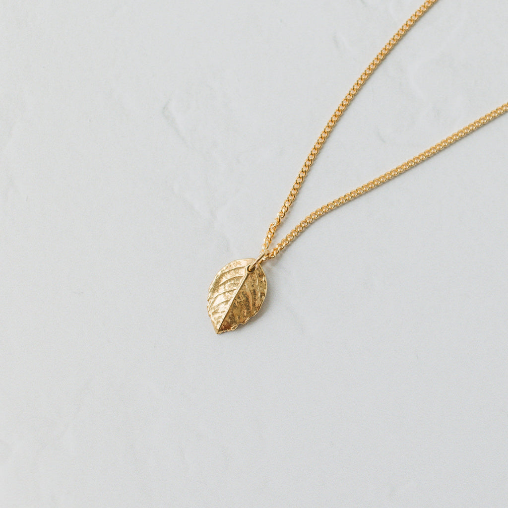 Gold Baby Rose Leaf Necklace