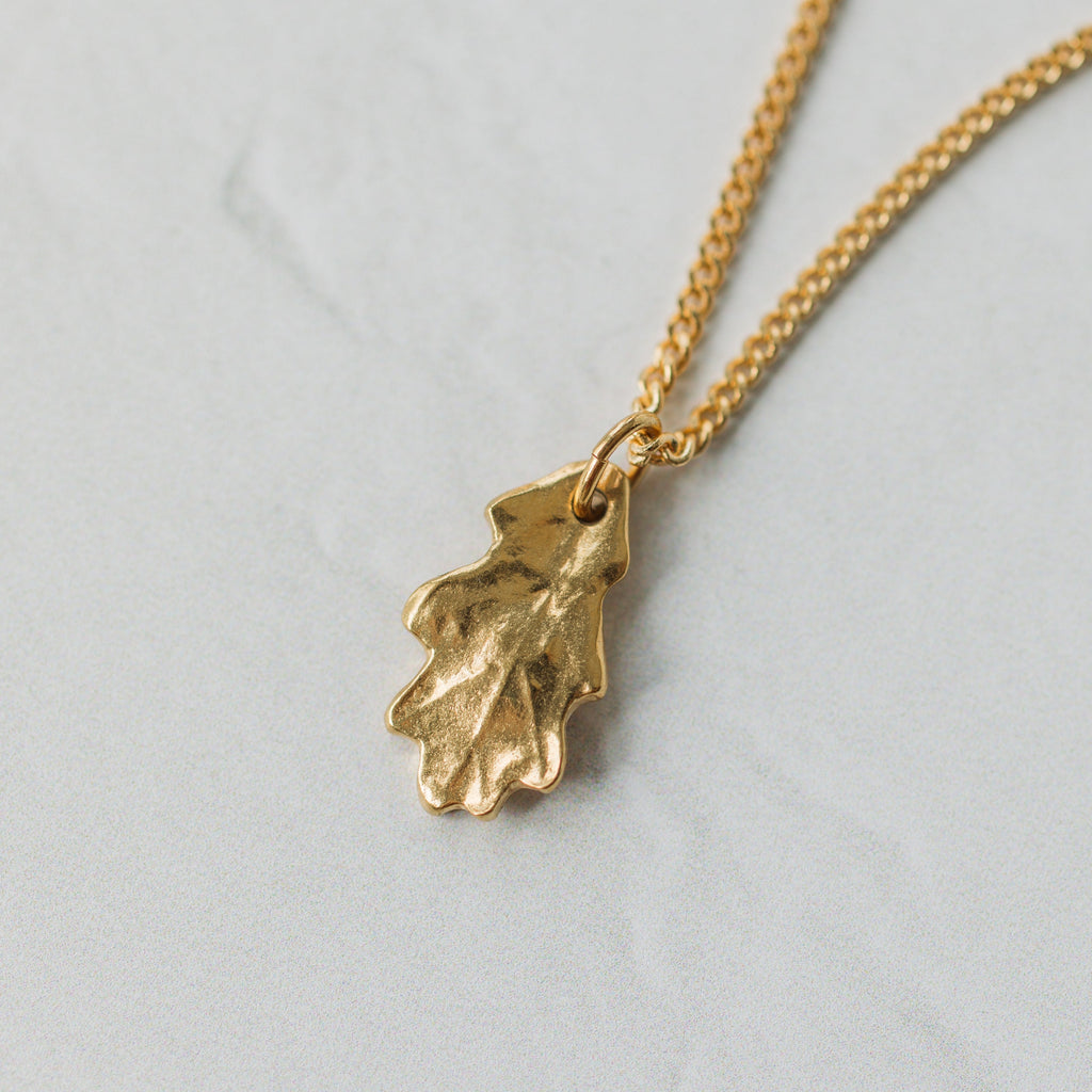 Gold Baby Oak Leaf Necklace
