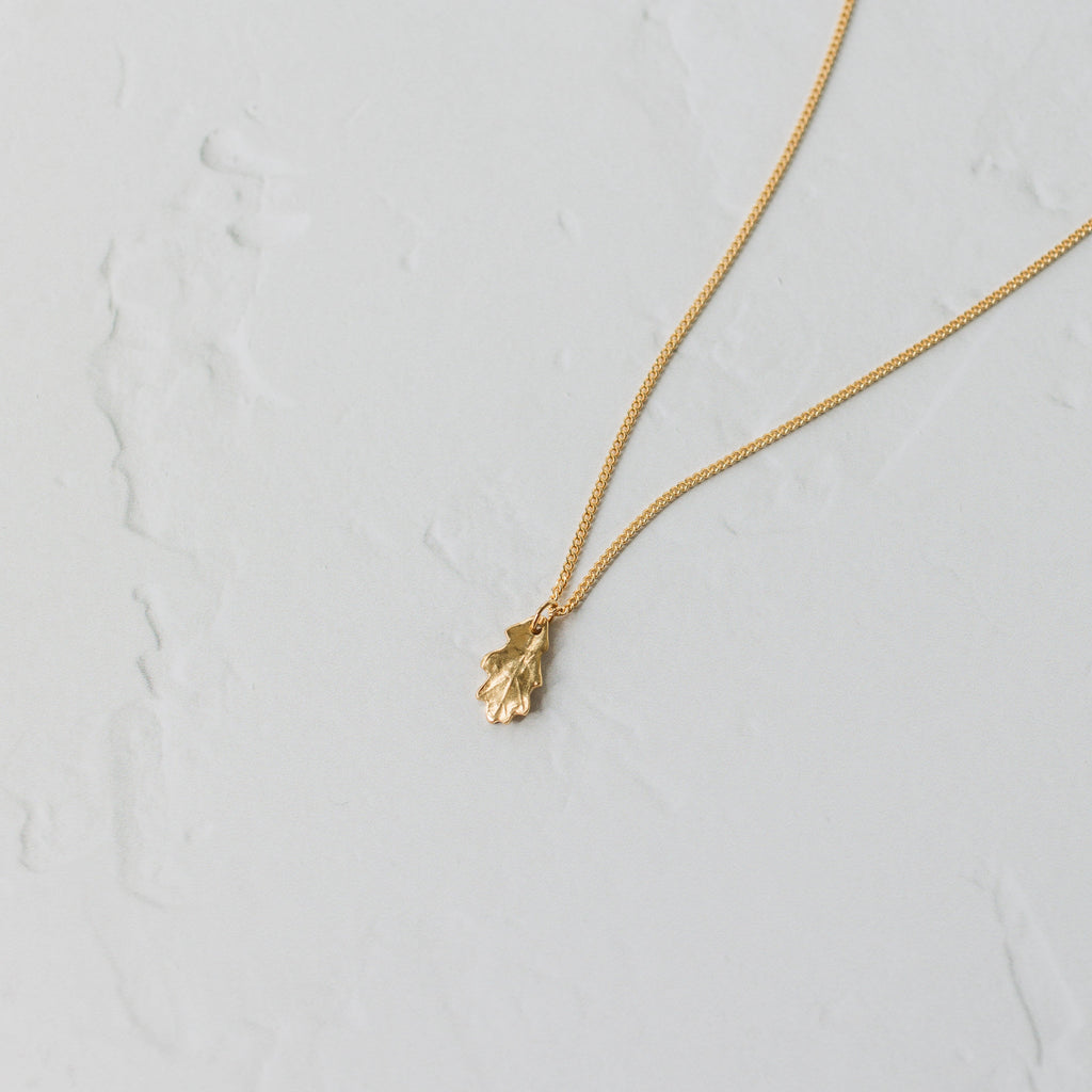 Gold Baby Oak Leaf Necklace