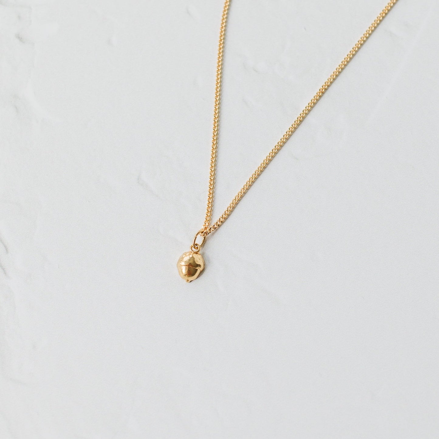 Gold Baby Acorn Earrings & Necklace Set