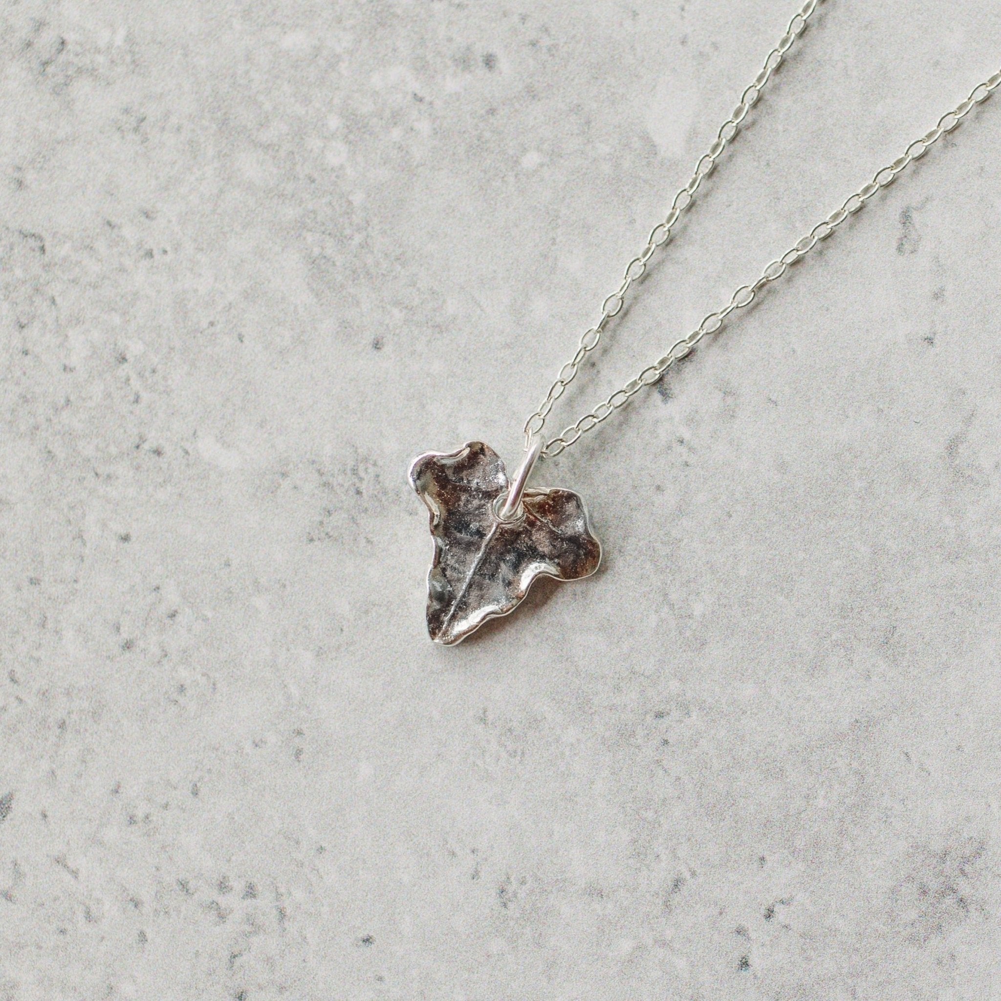 Handmade silver dainty ivy leaf necklace - Iris & Lolli