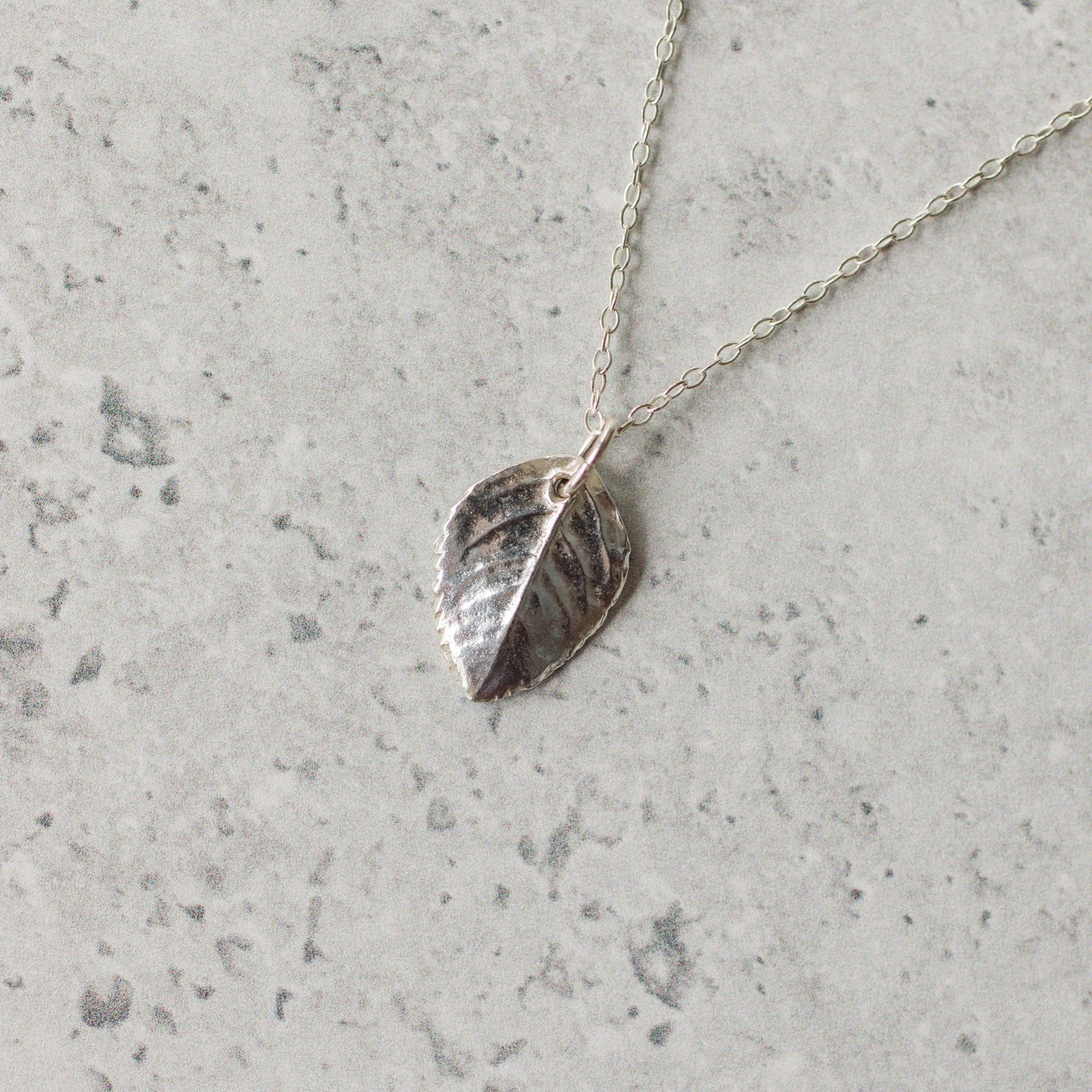 Handmade silver baby rose leaf necklace - Iris & Lolli