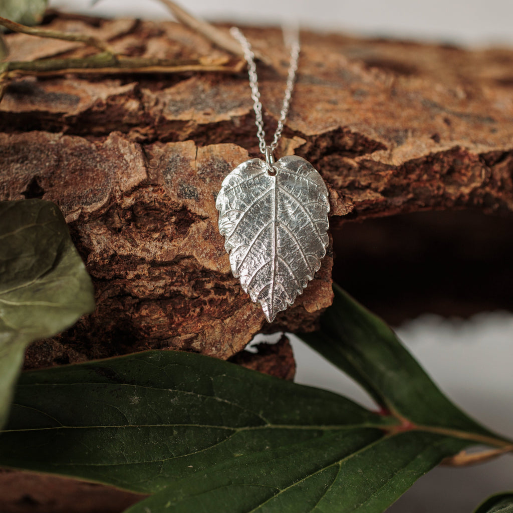 Silver Hazel Leaf Necklace