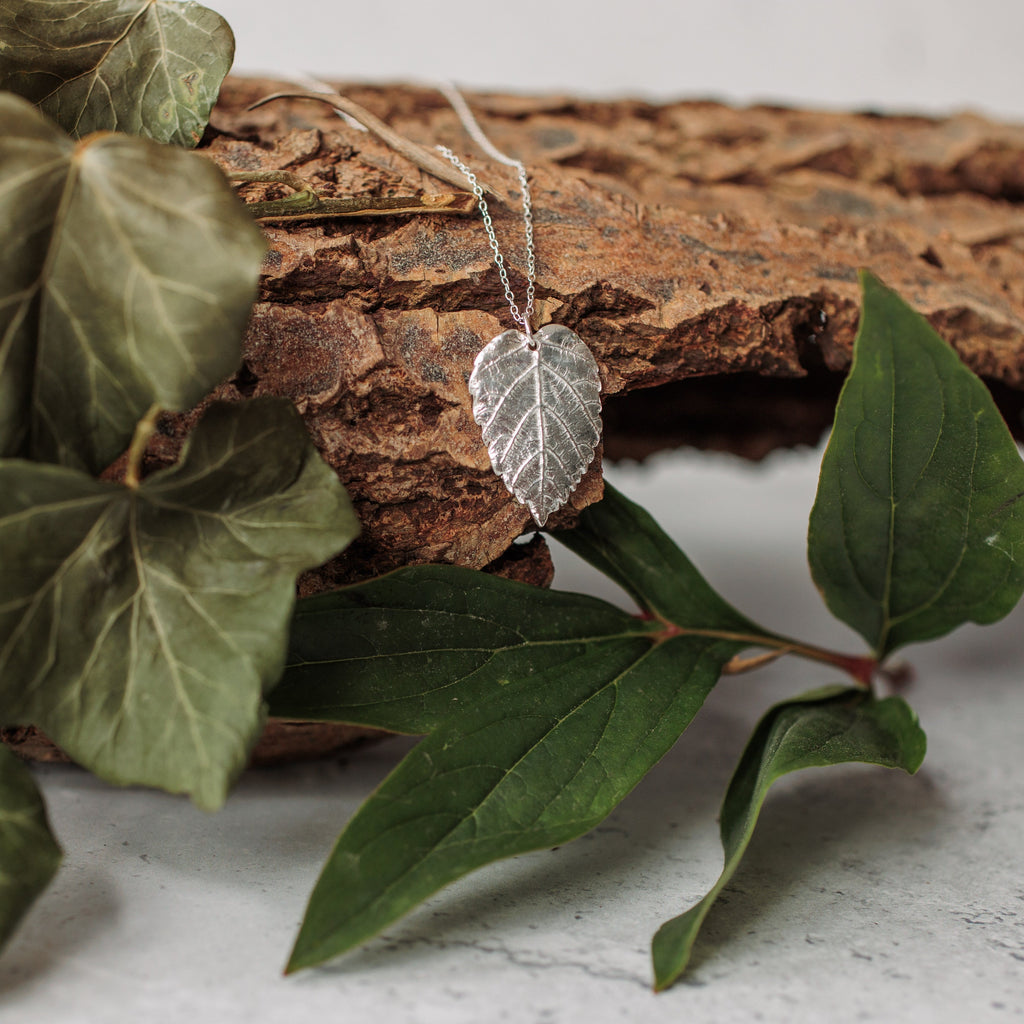 Silver Hazel Leaf Necklace