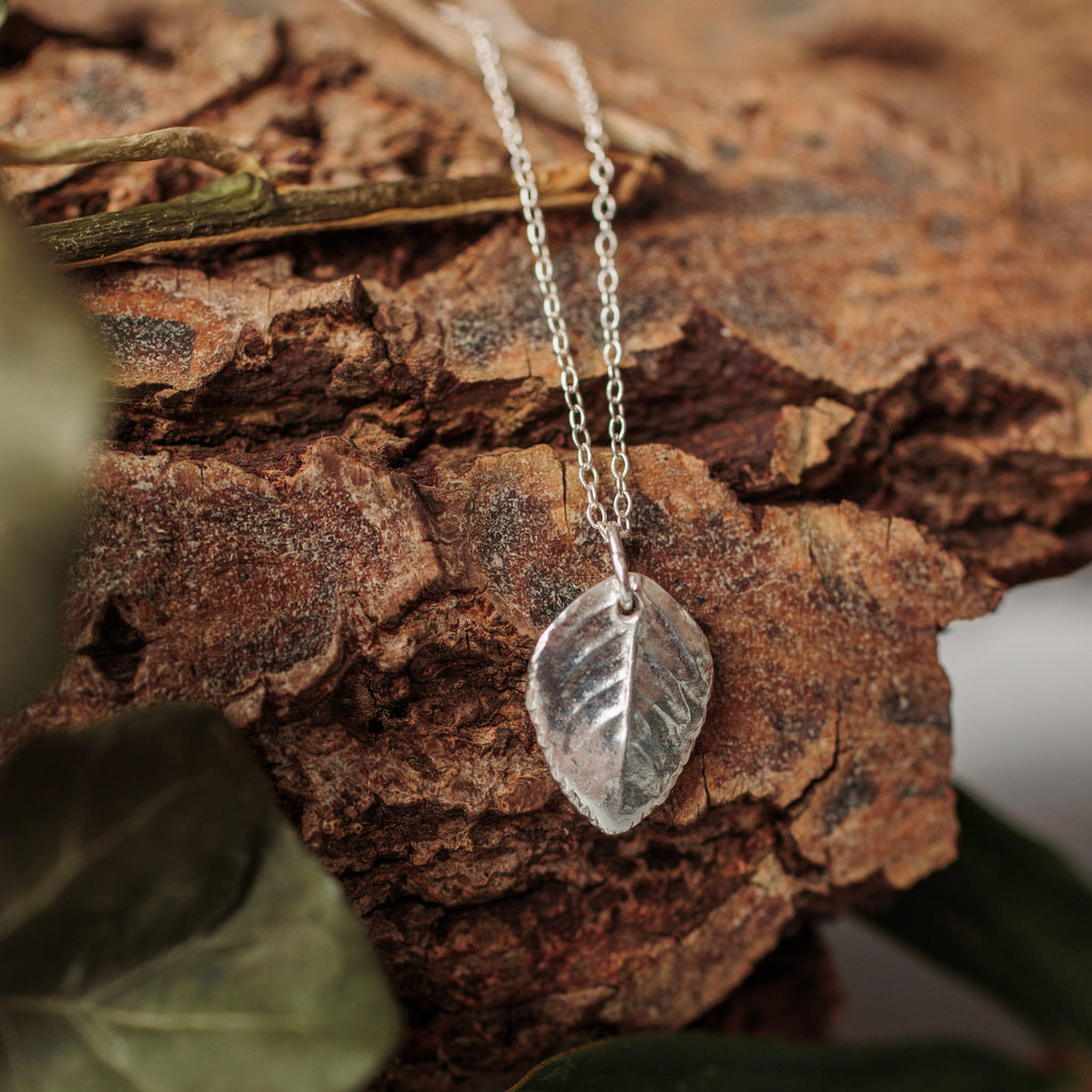 Silver Baby Rose Leaf Necklace