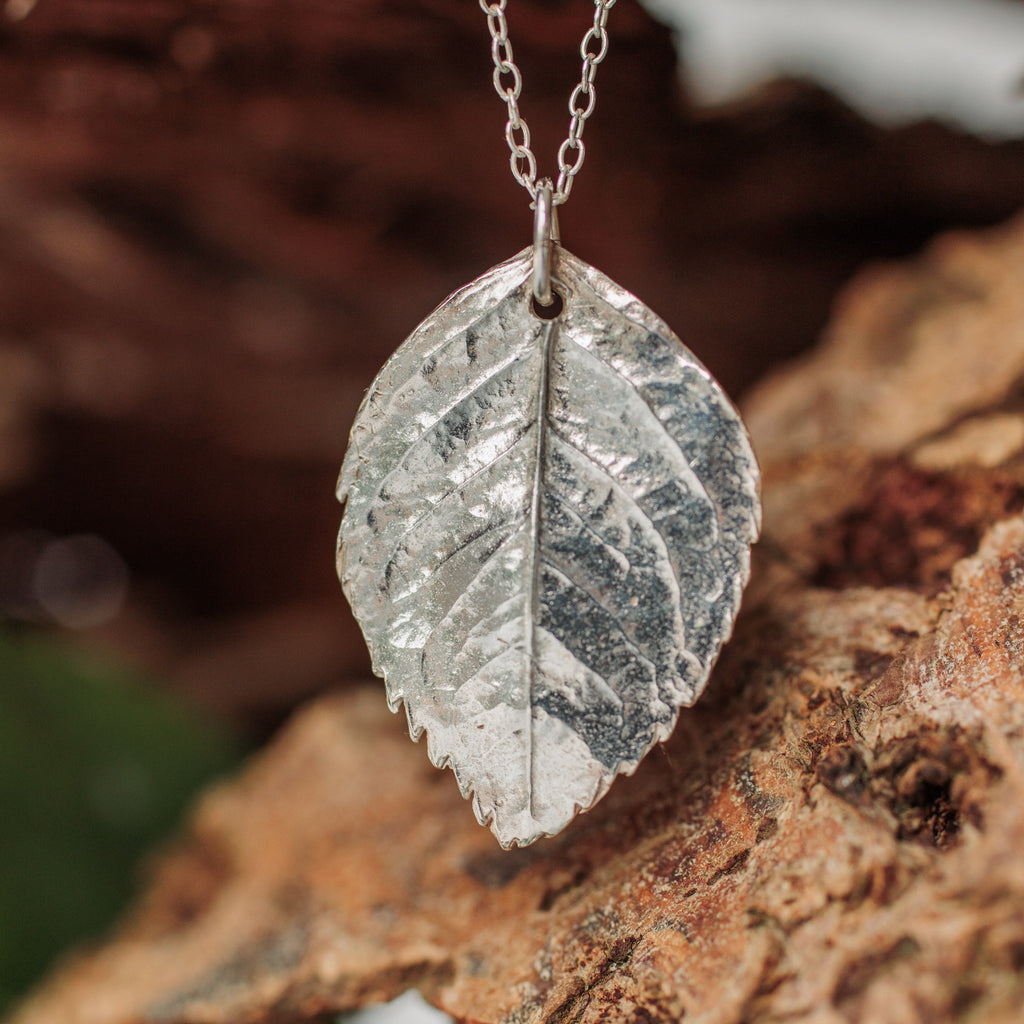 Silver Rose Leaf Necklace