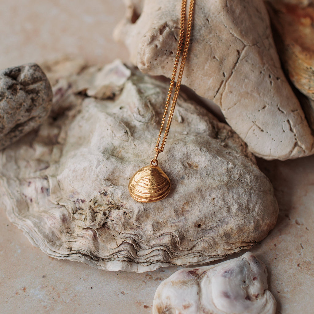 Gold Venus Clam Necklace